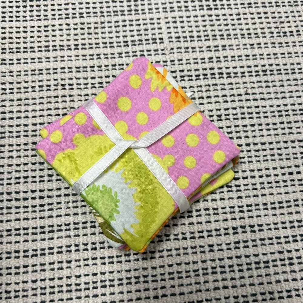 Fabric coasters floral print set of 4
